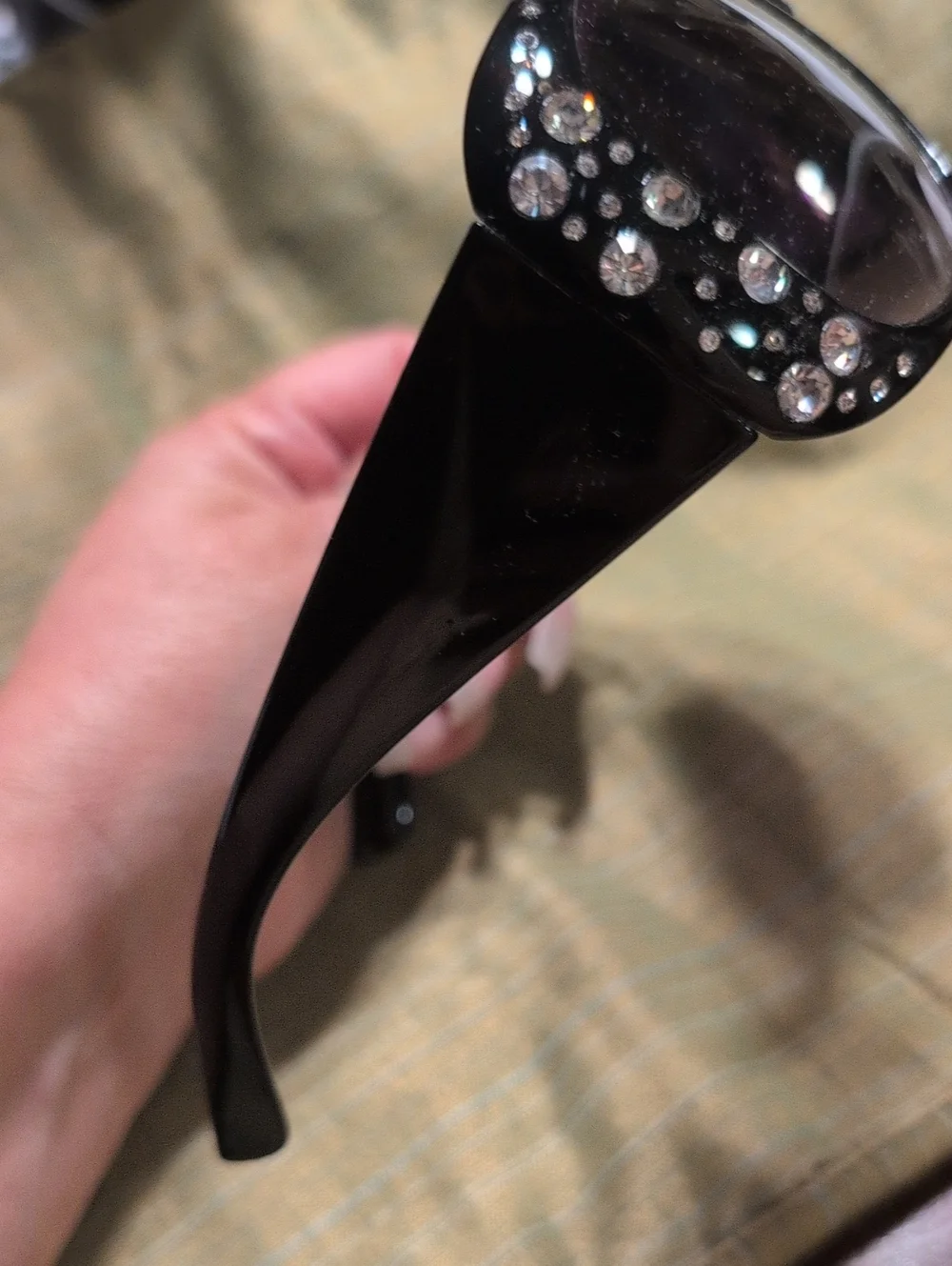 Women's Black Sunglasses with Rhinestone Accents